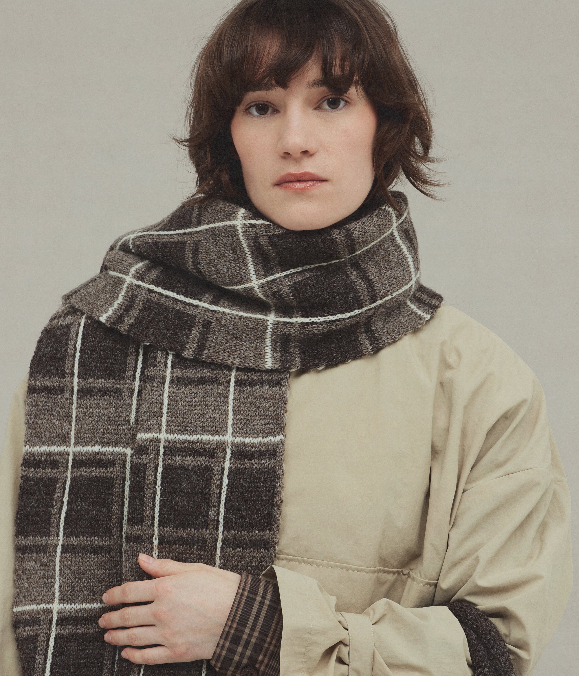 Jacquard Scarf, Brown