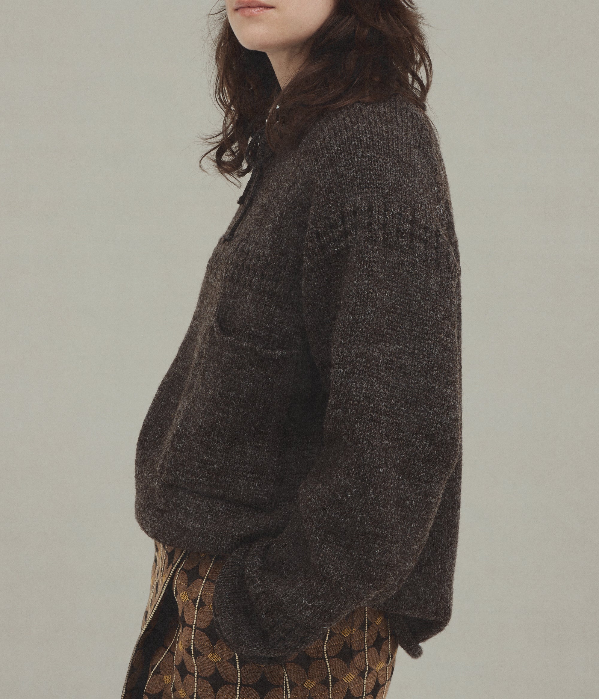 Draw String Sweater, Brown