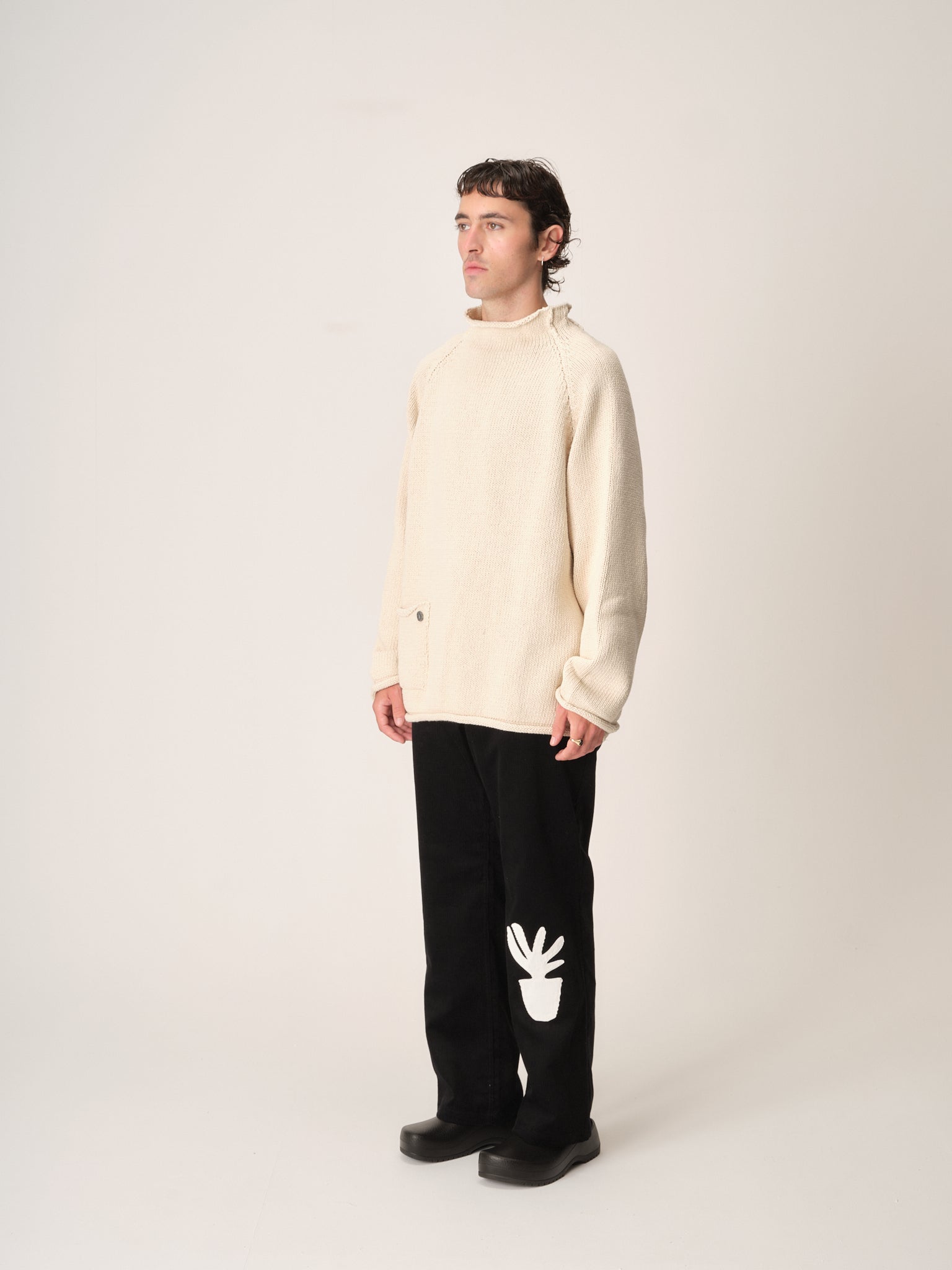 Plant Pot Cord Pant, Black