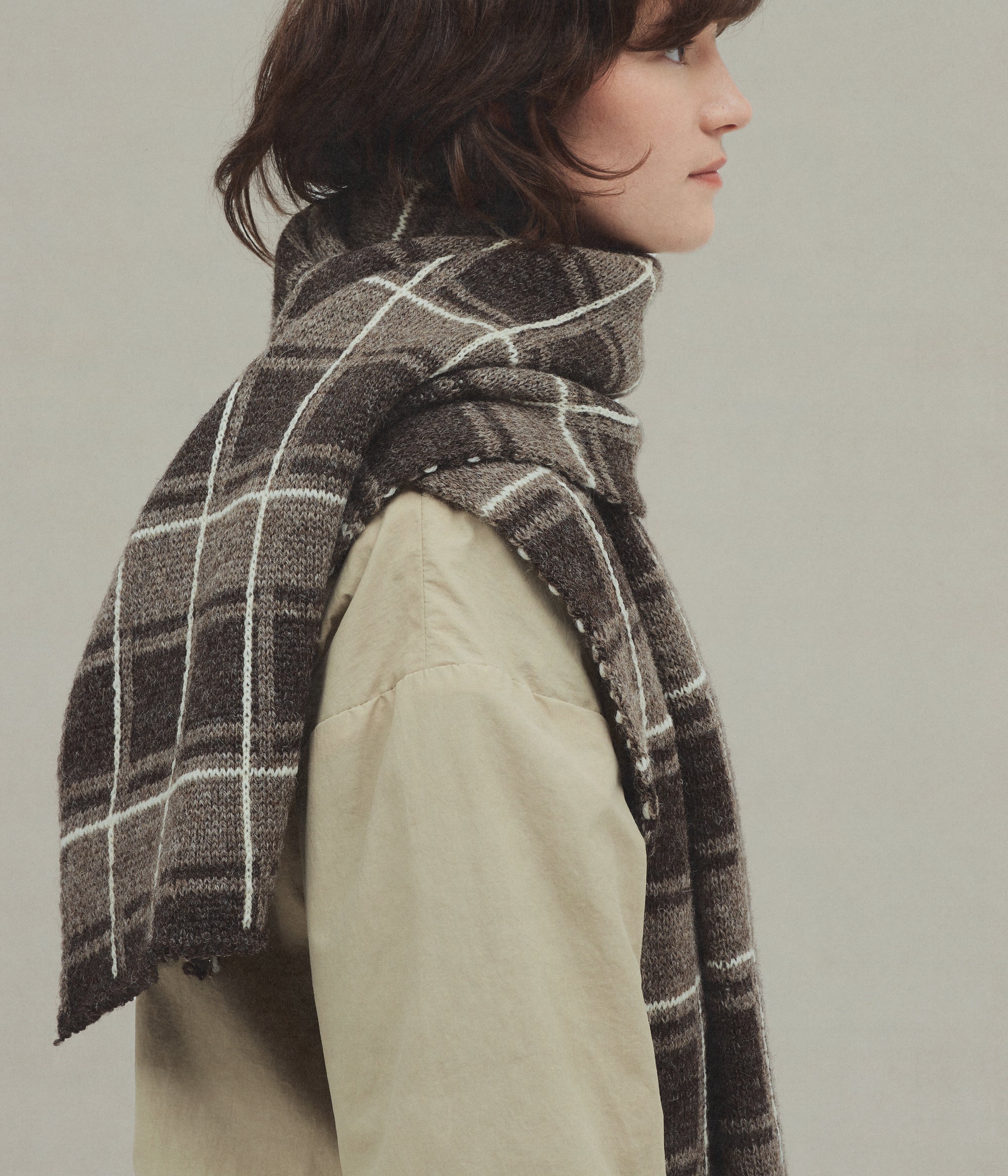 Jacquard Scarf, Brown