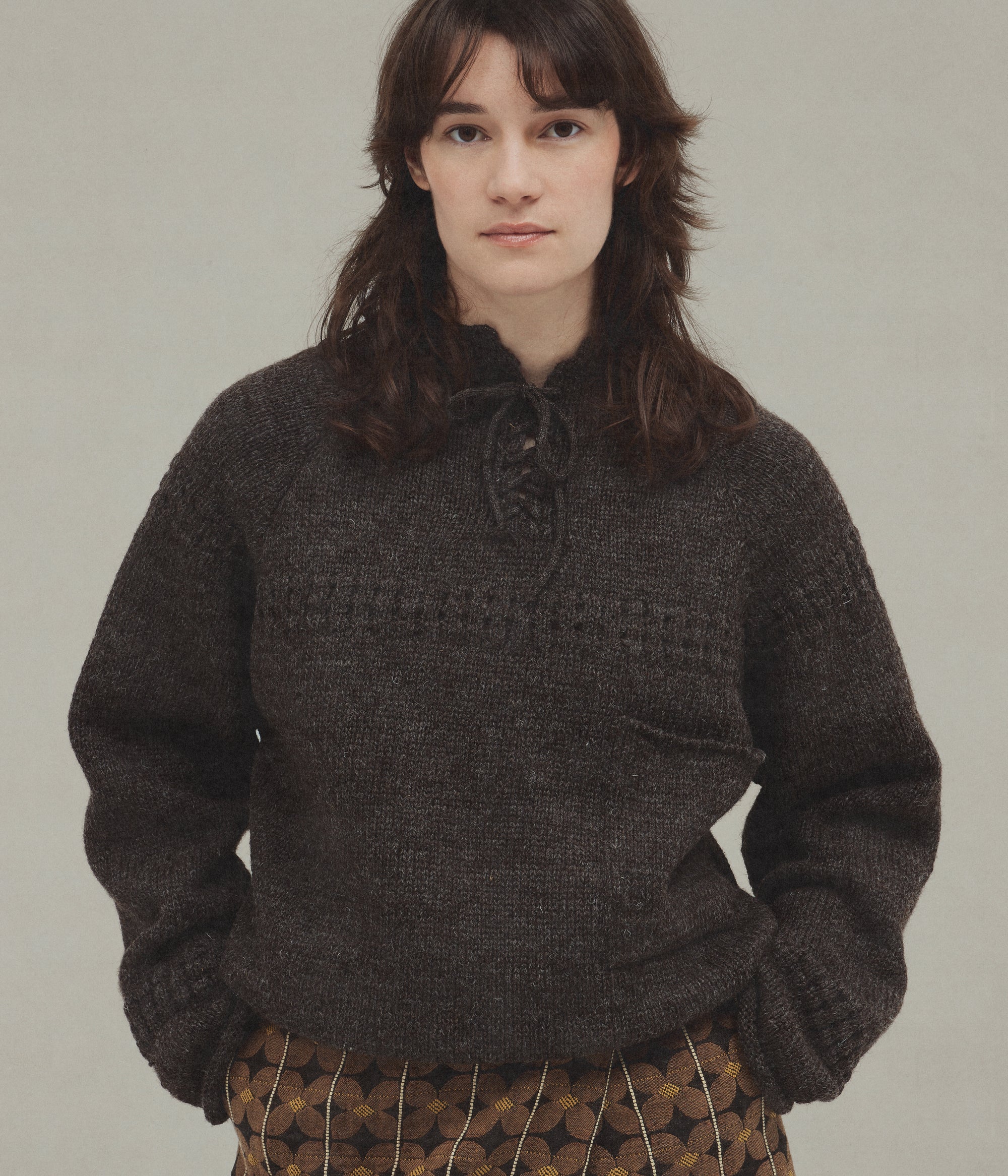 Draw String Sweater, Brown