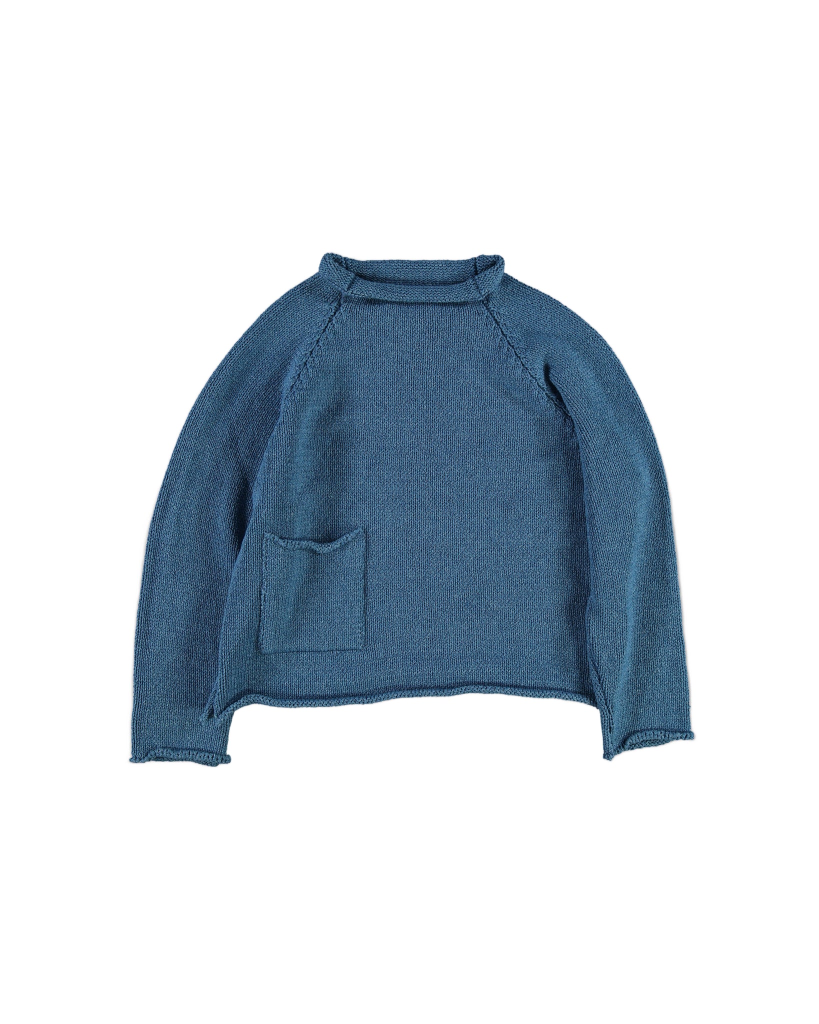 Indigo Cotton Fisherman Sweater, Blue