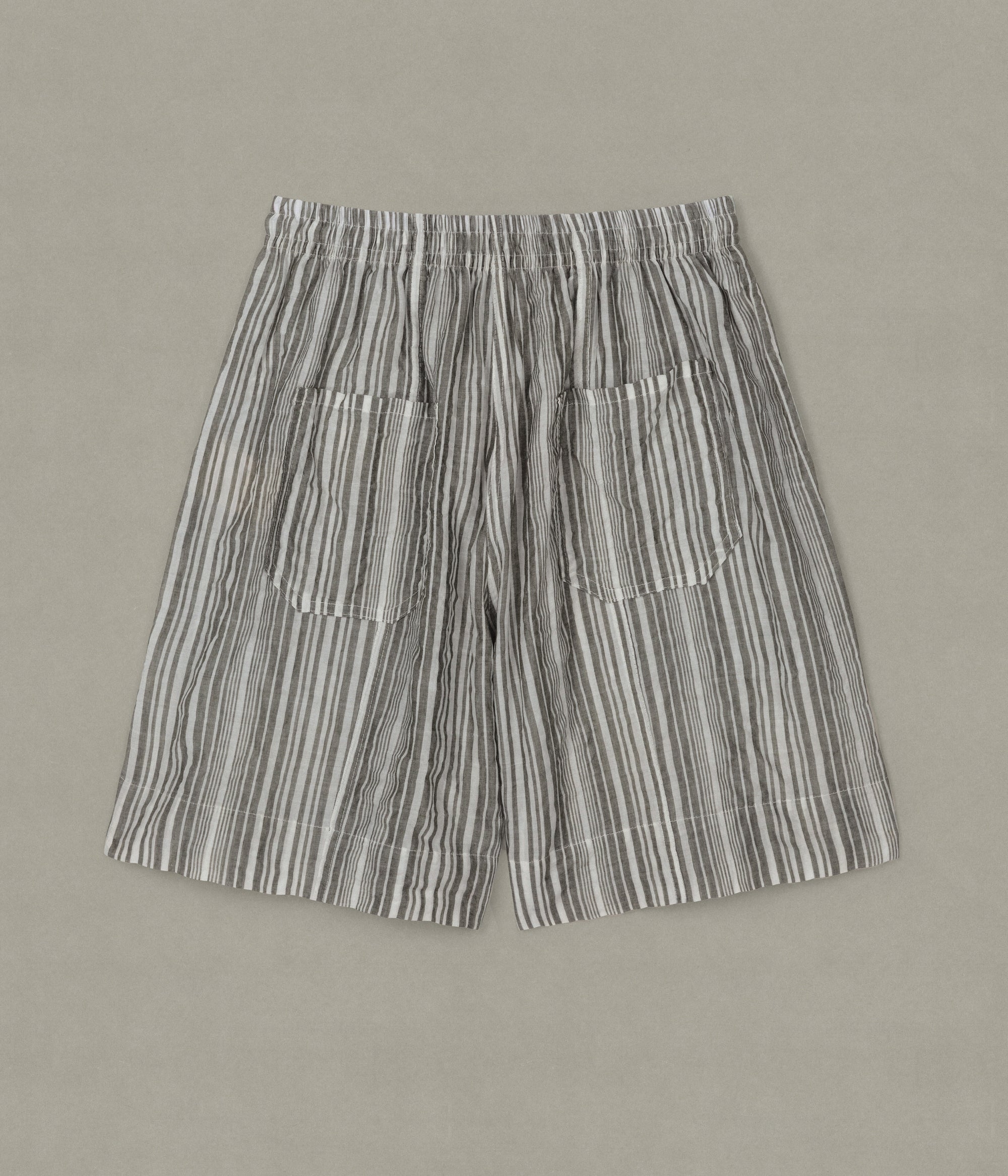 Nine AM Shorts, Green Stripe