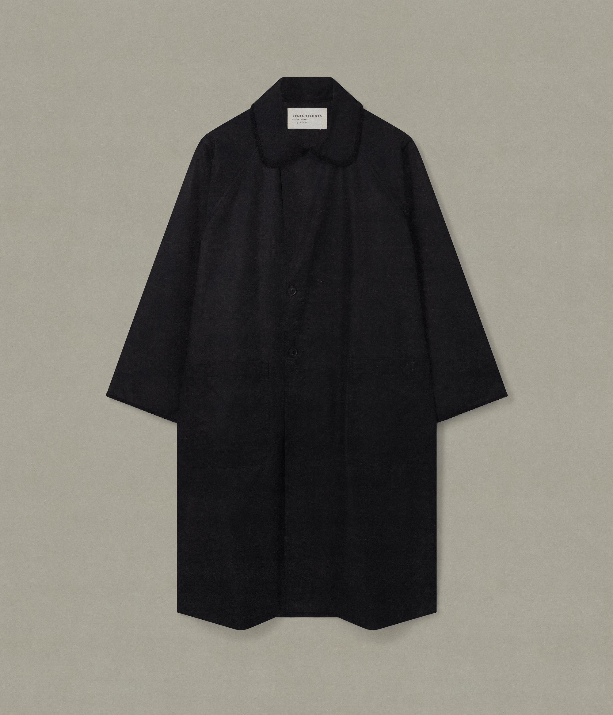 Waxed Trench Long, Black