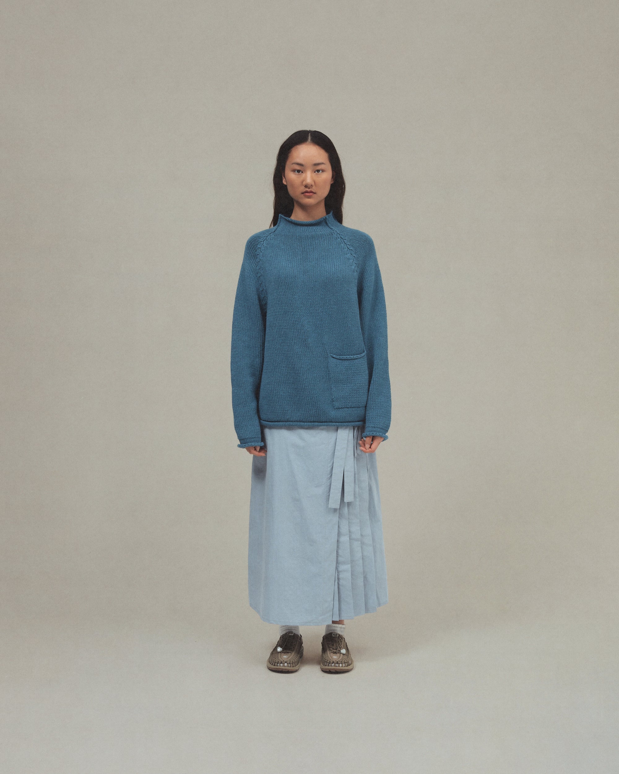 Cotton Fisherman Sweater, Blue