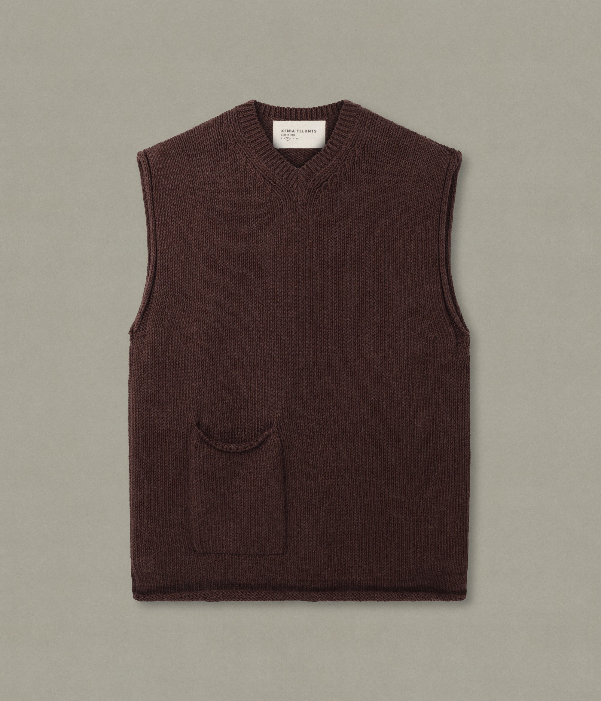 V Neck Vest, Brown