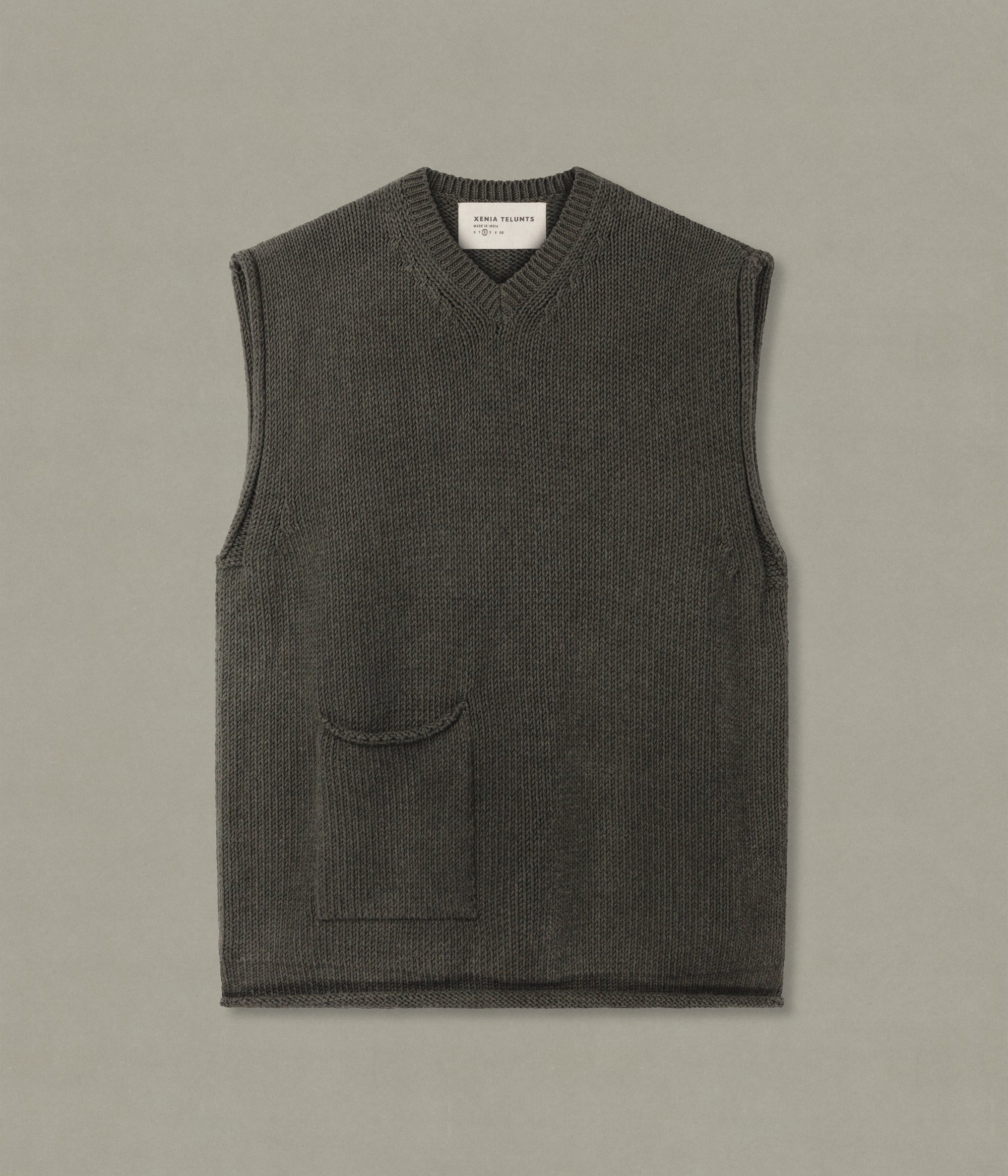 V Neck Vest, Khaki