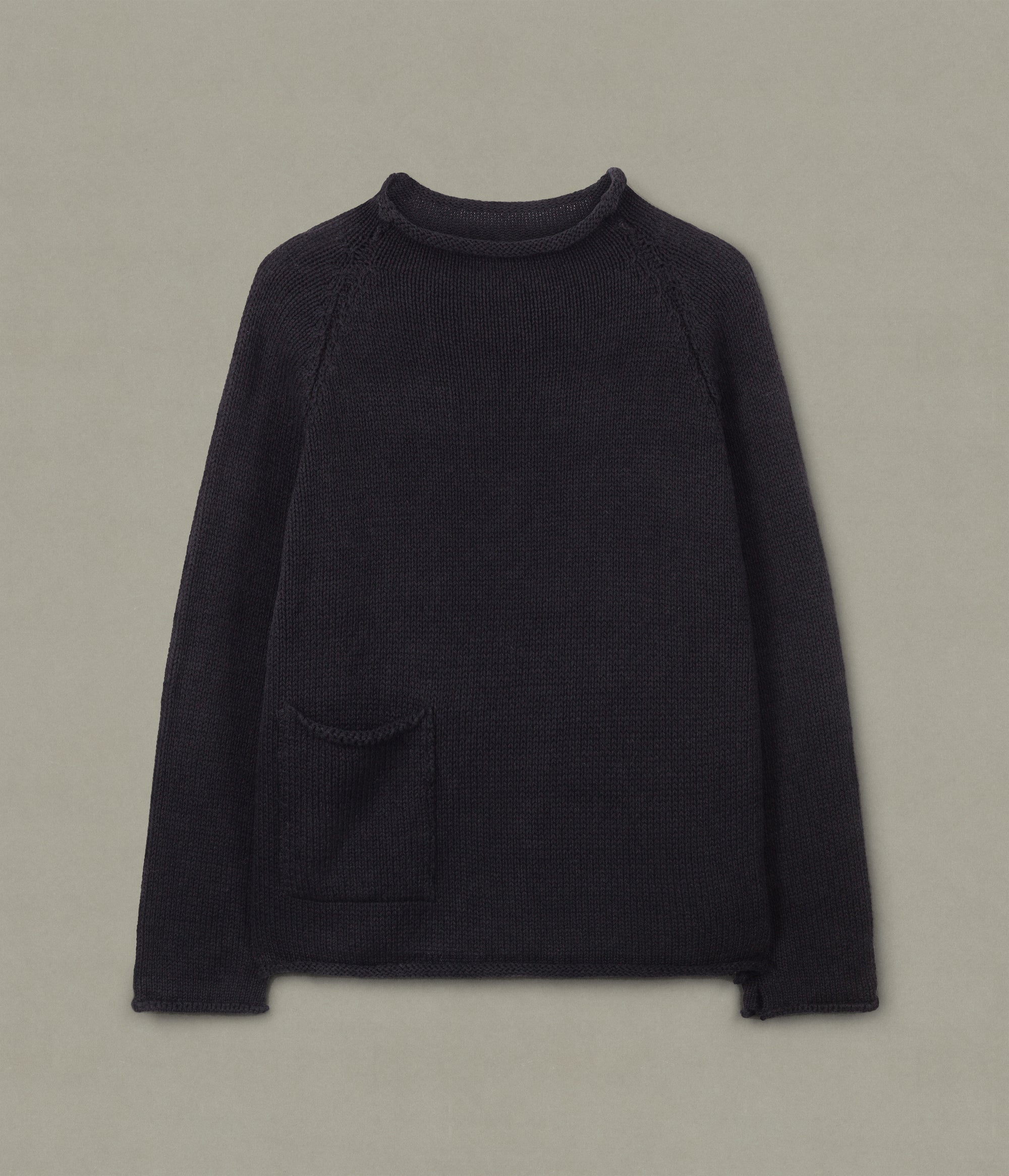 Indigo Cotton Fisherman Sweater, Black