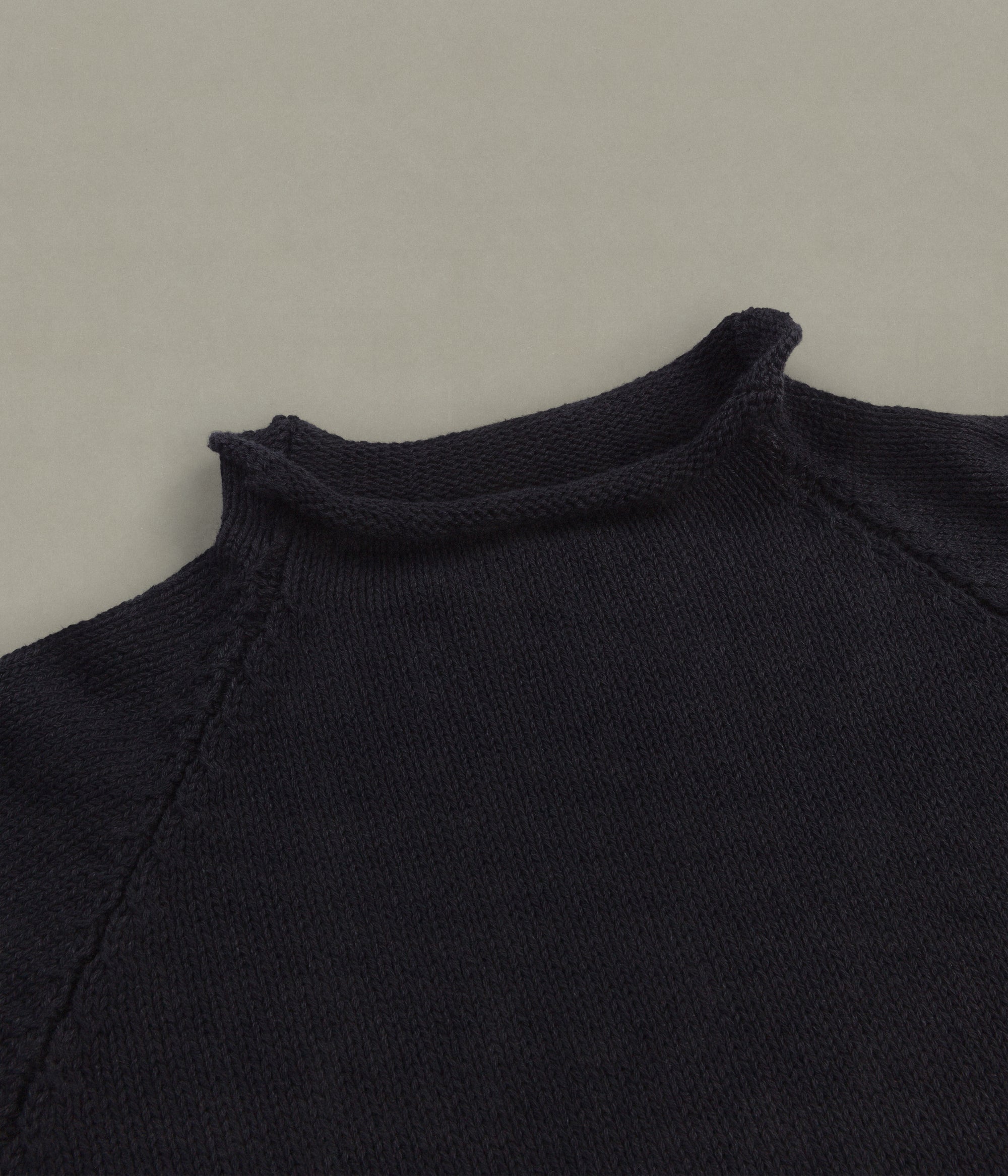 Indigo Cotton Fisherman Sweater, Black